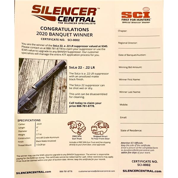 Silencer SoLo .22 LR Suppressor