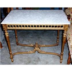 Antique gilt table and marble style top #1578657