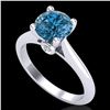 Image 1 : 1.6 ctw Intense Blue Diamond Engagment Art Deco Ring 18k White Gold - REF-216N8F