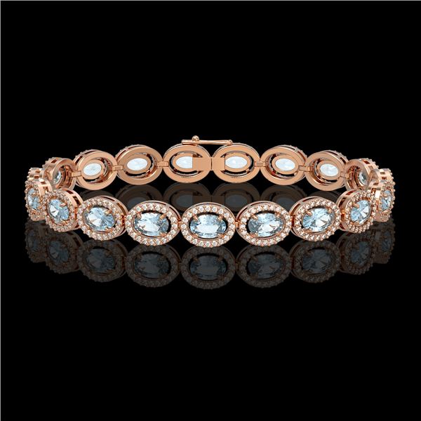 14.82 ctw Sky Topaz & Diamond Micro Pave Halo Bracelet 10k Rose Gold - REF-263Y6X