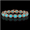 Image 1 : 13.19 ctw Turquoise & Diamond Micro Pave Halo Bracelet 10k Rose Gold - REF-305H8R