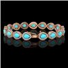 Image 2 : 13.19 ctw Turquoise & Diamond Micro Pave Halo Bracelet 10k Rose Gold - REF-305H8R