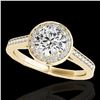 Image 1 : 1.33 ctw Certified Diamond Solitaire Halo Ring 10k Yellow Gold - REF-190X9A