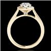 Image 2 : 1.33 ctw Certified Diamond Solitaire Halo Ring 10k Yellow Gold - REF-190X9A