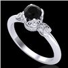 Image 1 : 1 ctw Fancy Black Diamond Engagment Art Deco Ring 18k White Gold - REF-80W2H