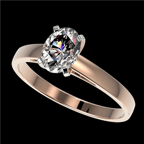 1 ctw Certified VS/SI Quality Oval Diamond Solitaire Ring 10k Rose Gold - REF-243F2M