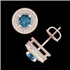 Image 3 : 2.09 ctw Fancy Intense Blue Diamond Art Deco Earrings 18k Rose Gold - REF-218K2Y