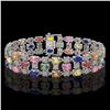 Image 1 : 25.07 ctw Multi Color Sapphire & Diamond Bracelet 10K White Gold - REF-340N2F