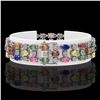Image 2 : 25.07 ctw Multi Color Sapphire & Diamond Bracelet 10K White Gold - REF-340N2F