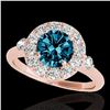 Image 1 : 1.5 ctw SI Certified Fancy Blue Diamond Solitaire Halo Ring 10k Rose Gold - REF-129K5Y