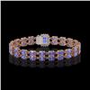 Image 3 : 16.08 ctw Tanzanite & Diamond Bracelet 14K Rose Gold - REF-236H4R