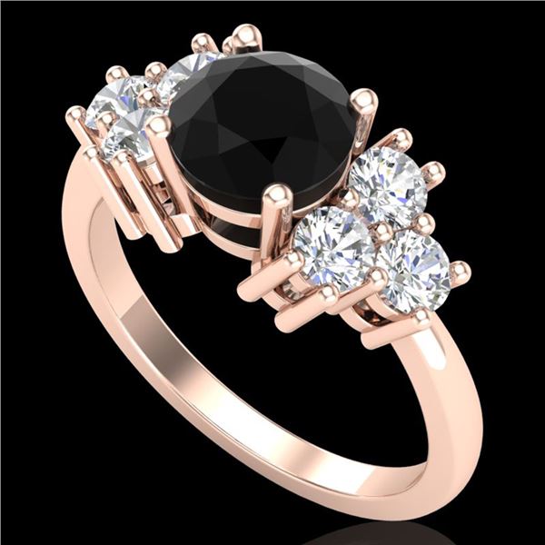 1.51 ctw Fancy Black Diamond Engagment Art Deco Ring 18k Rose Gold - REF-127Y3X