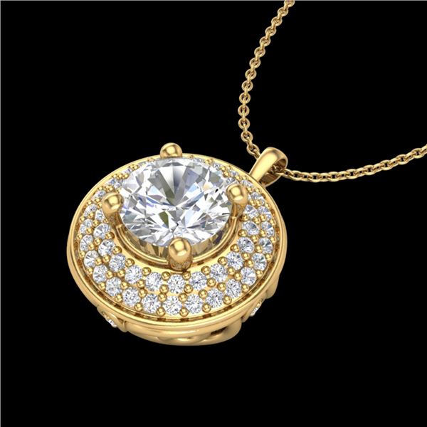 1.25 ctw VS/SI Diamond Solitaire Art Deco Necklace 18k Yellow Gold - REF-272X8A