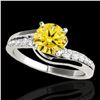 Image 1 : 1.31 ctw Certified SI Intense Yellow Diamond Bypass Ring 10k White Gold - REF-190Y9X