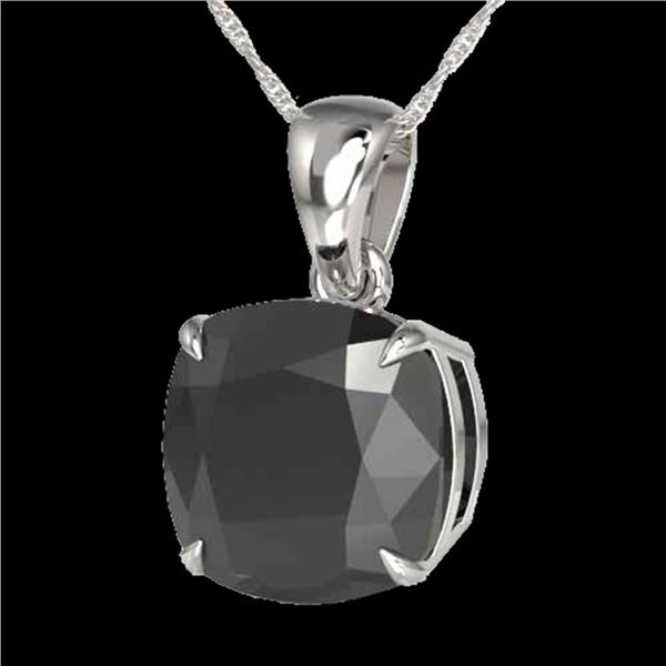 6 Cushion Black Diamond Designer Necklace 18k White Gold - REF-143R6K