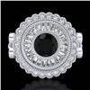Image 2 : 2.03 ctw Fancy Black Diamond Engagment Art Deco Ring 18k White Gold - REF-203G6W