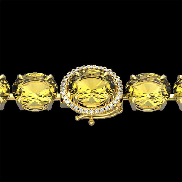 78 ctw Citrine & Micro Pave Diamond Bracelet 14k Yellow Gold - REF-212R8K