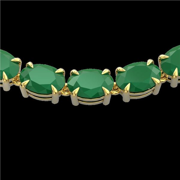 68 ctw Emerald Eternity Designer Necklace 14k Yellow Gold - REF-418H2R