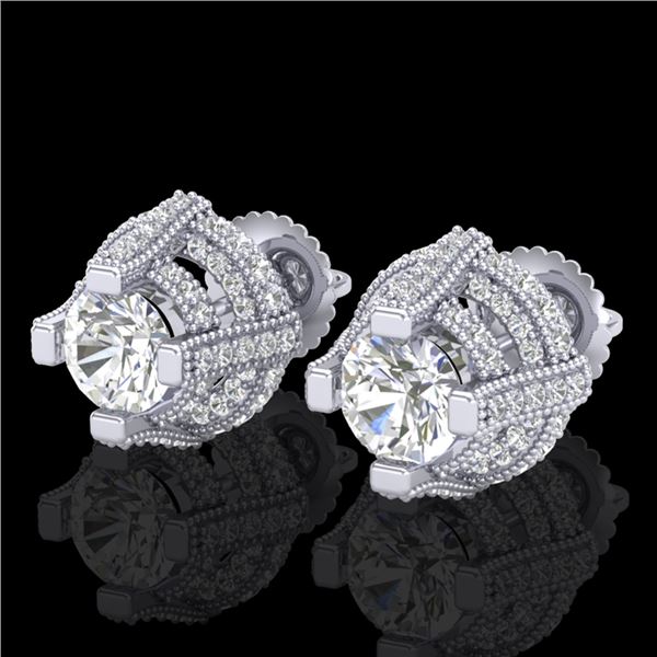2.75 ctw VS/SI Diamond Micro Pave Stud Earrings 18k White Gold - REF-320Y2X