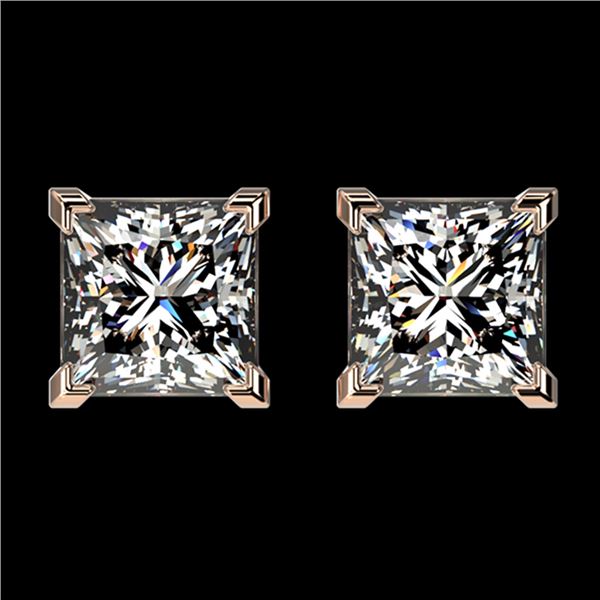 2 ctw Certified VS/SI Quality Princess Diamond Stud Earrings 10k Rose Gold - REF-478M6G