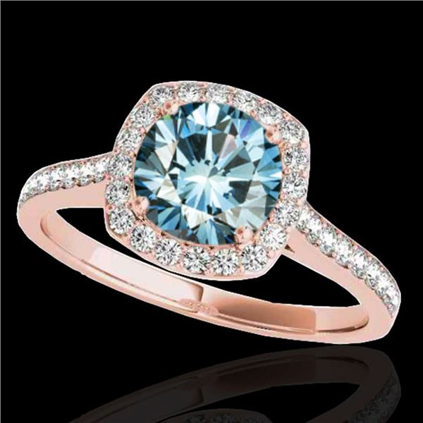 1.65 ctw SI Certified Fancy Blue Diamond Halo Ring 10k Rose Gold - REF-156F8M