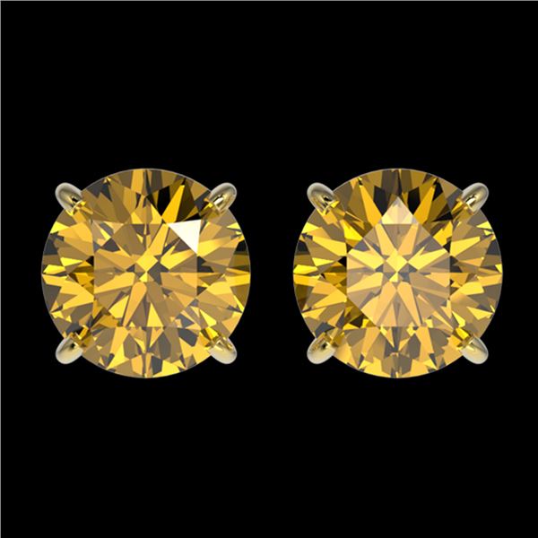 1.97 ctw Certified Intense Yellow Diamond Stud Earrings 10k Yellow Gold - REF-294A5N