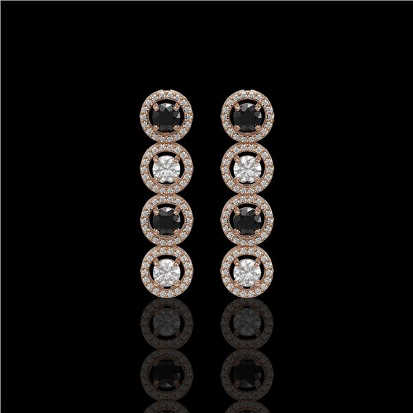 3.84 ctw Black & Diamond Micro Pave Earrings 18K Rose Gold - REF-259R2K