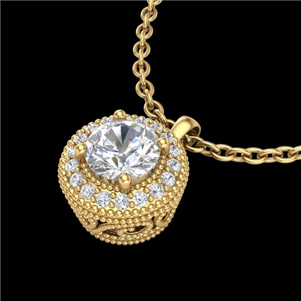 1 ctw VS/SI Diamond Solitaire Art Deco Stud Necklace 18k Yellow Gold - REF-180A2N