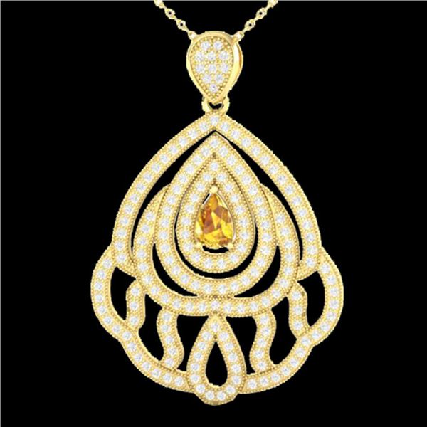 2 ctw Yellow Sapphire & Micro VS/SI Diamond Necklace 18k Yellow Gold - REF-180X2A