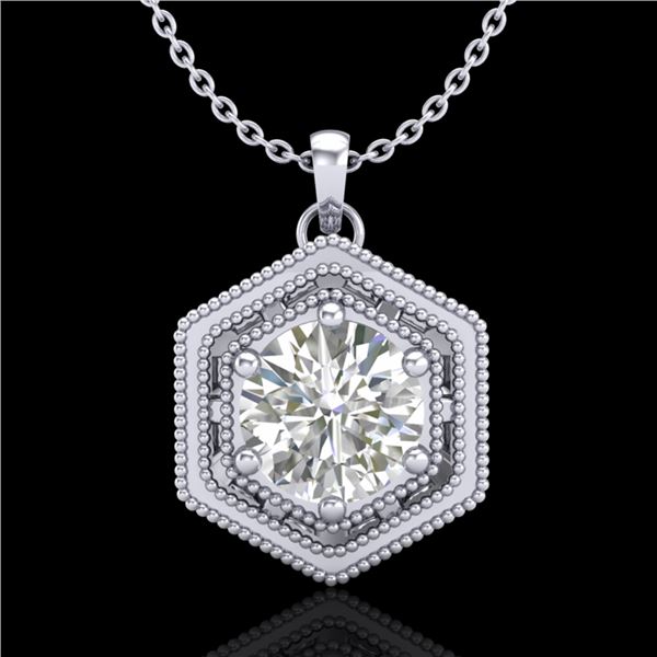 0.76 ctw VS/SI Diamond Solitaire Art Deco Stud Necklace 18k White Gold - REF-178X2A