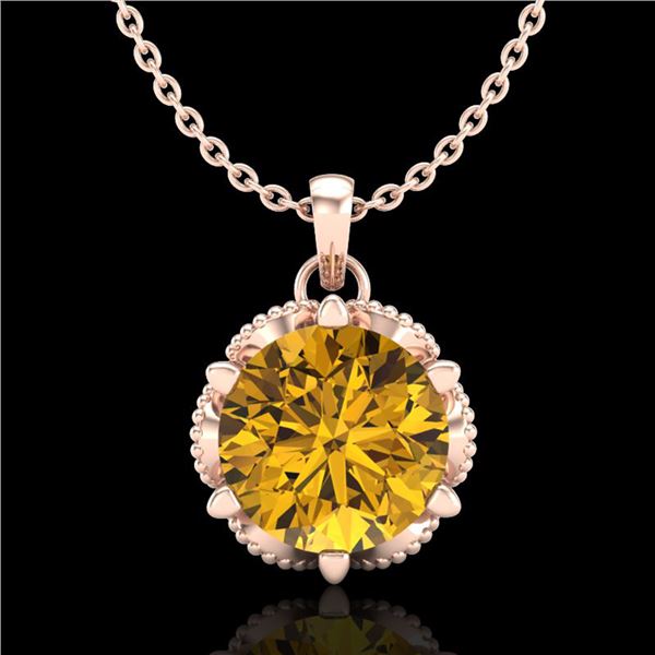 1.36 ctw Intense Fancy Yellow Diamond Art Deco Necklace 18k Rose Gold - REF-272M8G