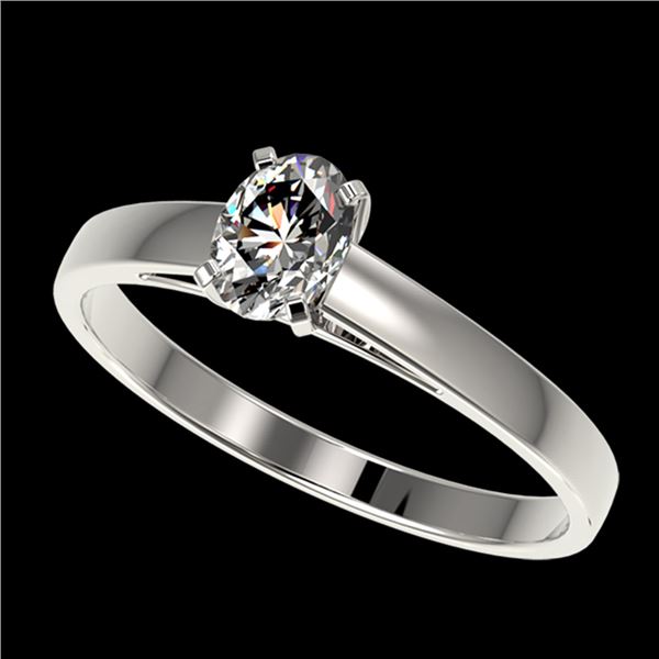 0.50 ctw Certified VS/SI Quality Oval Diamond Engagment Ring 10k White Gold - REF-60K3Y