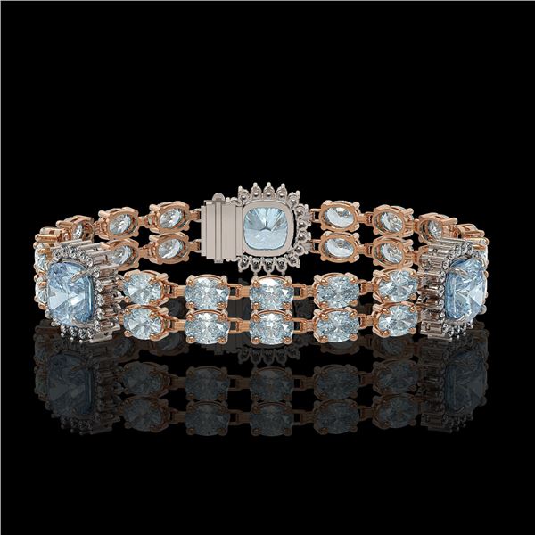 18.97 ctw Sky Topaz & Diamond Bracelet 14K Rose Gold - REF-263X6A