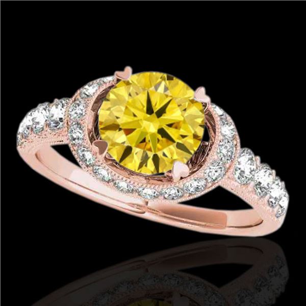 1.75 ctw Certified SI/I Fancy Intense Yellow Diamond Ring 10k Rose Gold - REF-204M5G