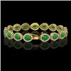 Image 2 : 13.19 ctw Jade & Diamond Micro Pave Halo Bracelet 10k Yellow Gold - REF-305R8K