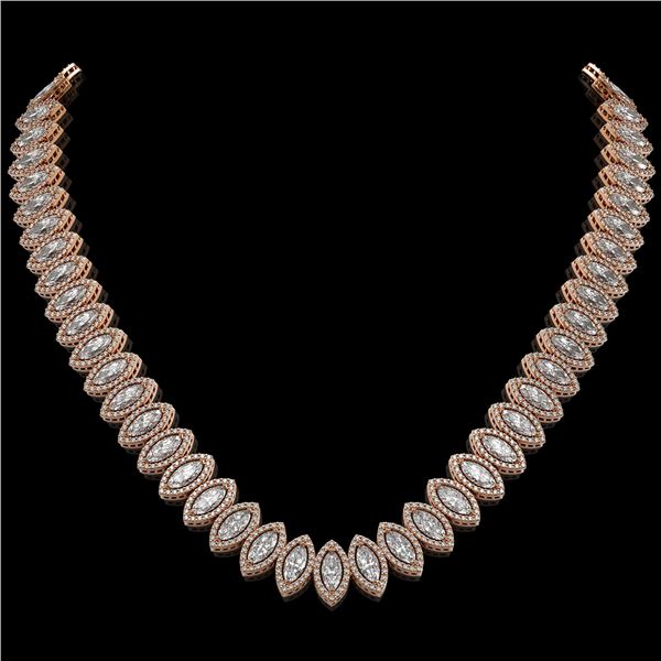 39.68 ctw Marquise Cut Diamond Micro Pave Necklace 18K Rose Gold - REF-5438F6M