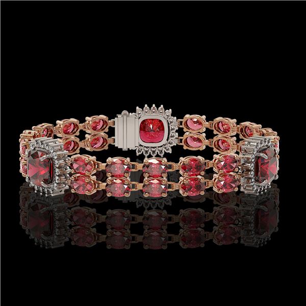 18.93 ctw Tourmaline & Diamond Bracelet 14K Rose Gold - REF-314H8R