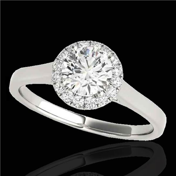 1.11 ctw Certified Diamond Solitaire Halo Ring 10k White Gold - REF-184A3N