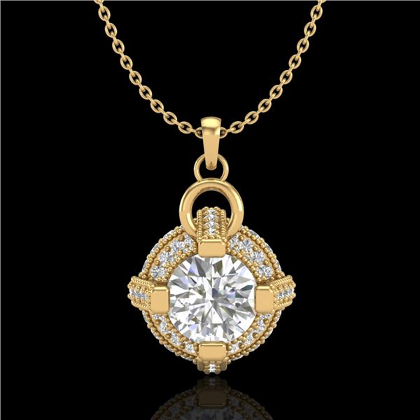 1.57 ctw VS/SI Diamond Micro Pave Stud Necklace 18k Yellow Gold - REF-229M3G