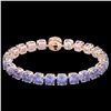 Image 2 : 40 ctw Tanzanite & Micro Pave Diamond Bracelet 14k Rose Gold - REF-618F2M