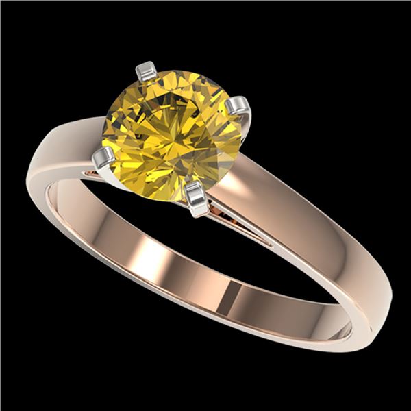 1.50 ctw Certified Intense Yellow Diamond Solitaire Ring 10k Rose Gold - REF-233W2H
