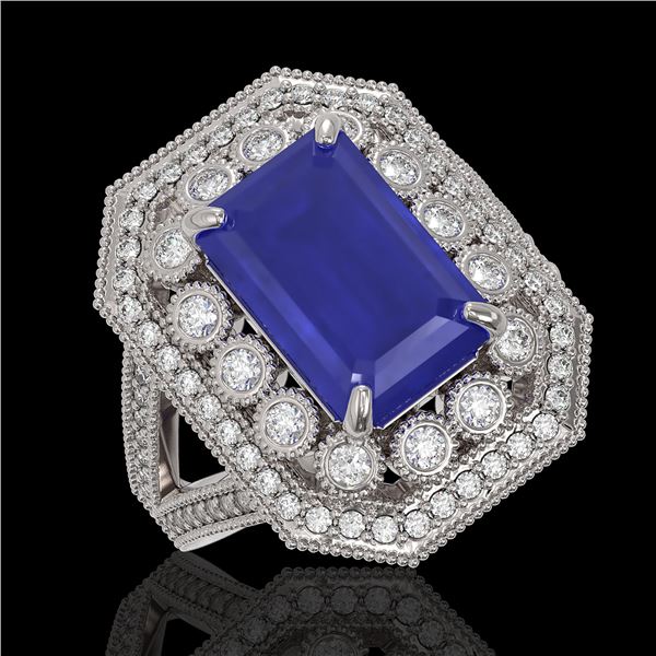 7.11 ctw Certified Sapphire & Diamond Victorian Ring 14K White Gold - REF-171H5R