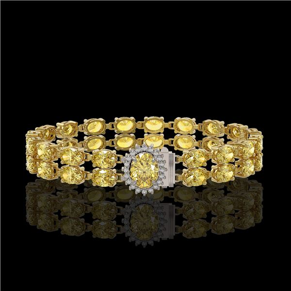 24.02 ctw Citrine & Diamond Bracelet 14K Yellow Gold - REF-218F2M