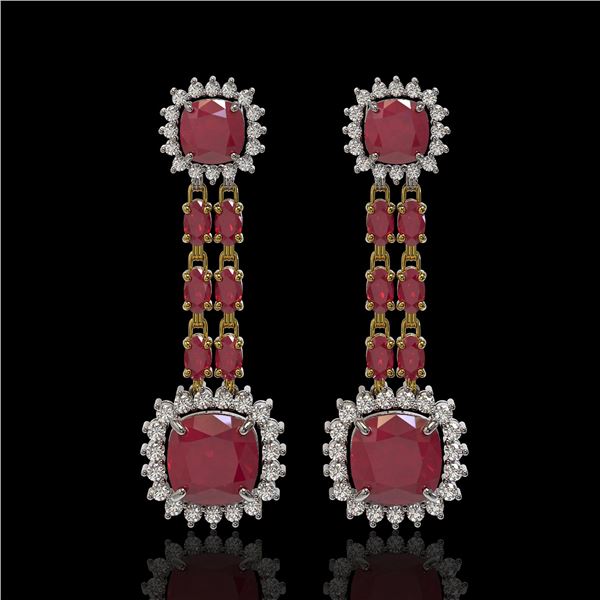 19.88 ctw Ruby & Diamond Earrings 14K Yellow Gold - REF-336M4G