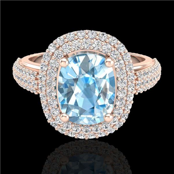 3.50 ctw TOPAZ & Micro Pave VS/SI Diamond Certified Ring 10k Rose Gold - REF-94G9W