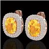 Image 1 : 6 ctw Citrine & Micro Pave VS/SI Diamond Earrings 14k Rose Gold - REF-118K2Y