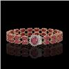 Image 1 : 30.12 ctw Ruby & Diamond Bracelet 14K Rose Gold - REF-336N4F