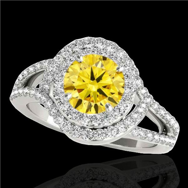 1.9 ctw Certified SI/I Fancy Intense Yellow Diamond Ring 10k White Gold - REF-218F2M