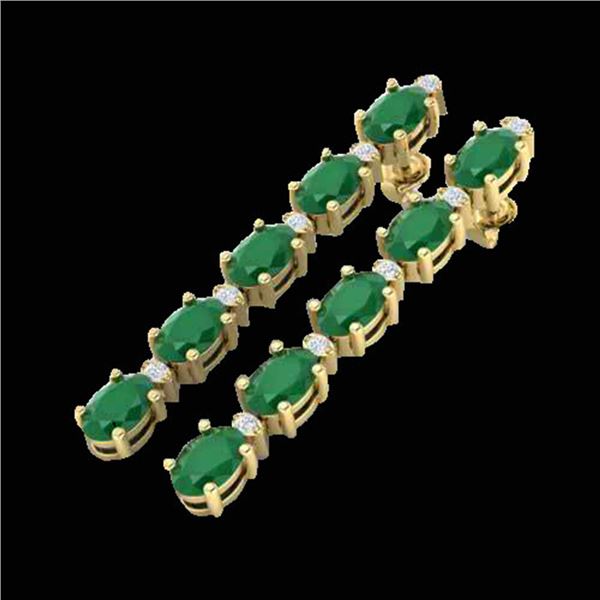 12.36 ctw Emerald & VS/SI Certified Diamond Tennis Earrings 10k Yellow Gold - REF-93N3F