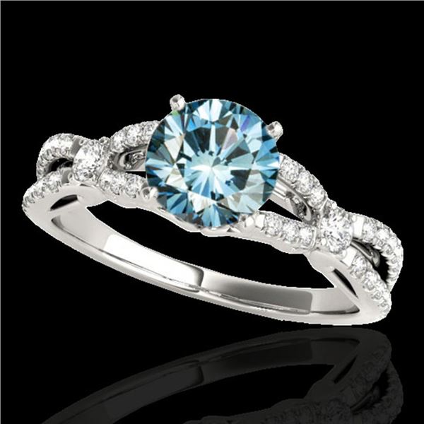 1.35 ctw SI Certified Fancy Blue Diamond Solitaire Ring 10k White Gold - REF-125K5Y